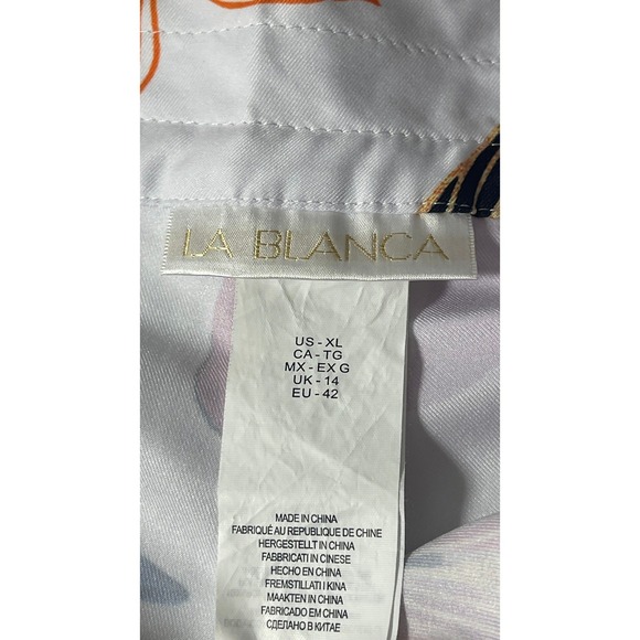 La Blanca White Tropical Floral Lace Up Mid Waisted Shorts Womens XL - Picture 4 of 9